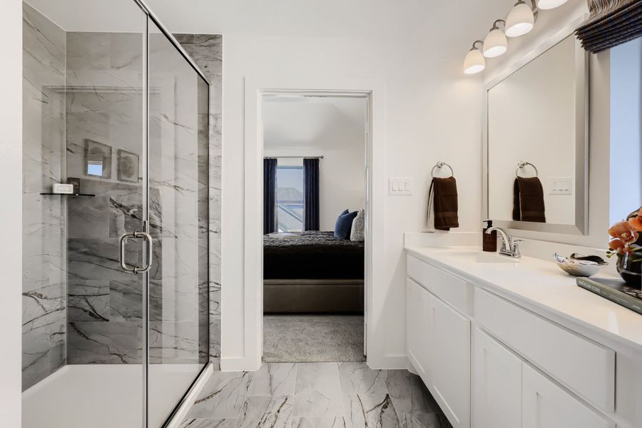 Furnished interior in a model home at North Sky 40s in Celina (Image 19).
