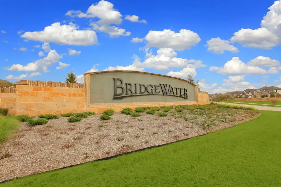 Entrance to the BridgeWater community in Midlothian, TX, featuring signage and landscaping (Image 2).