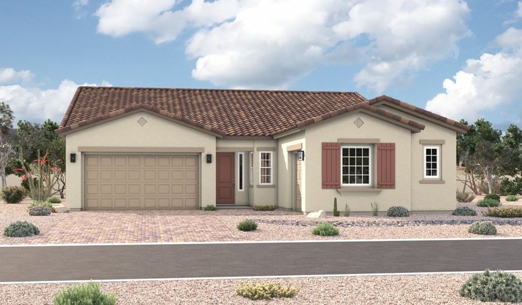 Front exterior of a home in the Portfolio at Kimura Gardens community, located in Phoenix, AZ (Image 3).