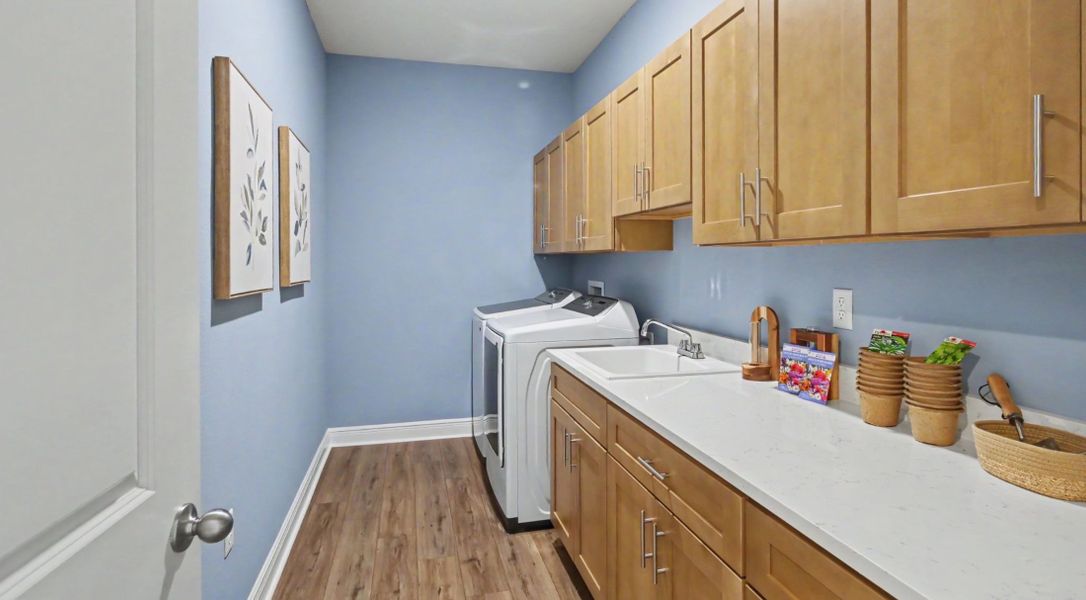 Furnished interior in a model home at Bella Estates in Plant City (Image 14).