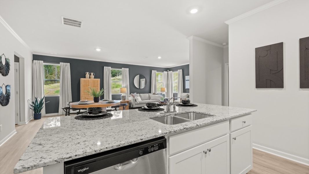 Furnished interior in a model home at Sheffield Highlands in Dallas (Image 17).