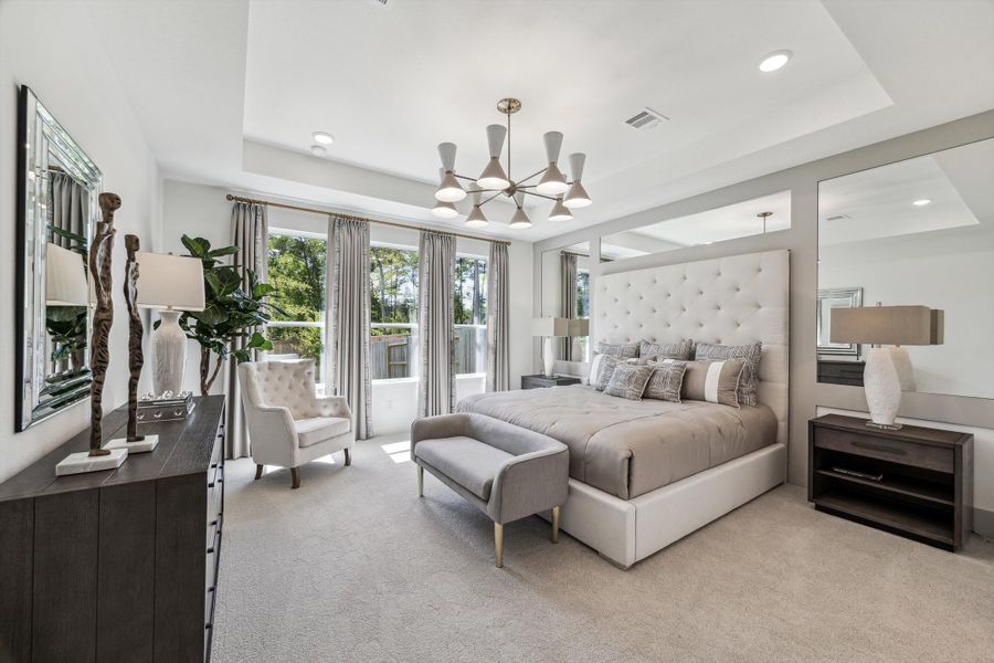 Furnished interior in a model home at The Woodlands Hills – 55' in Willis (Image 17).