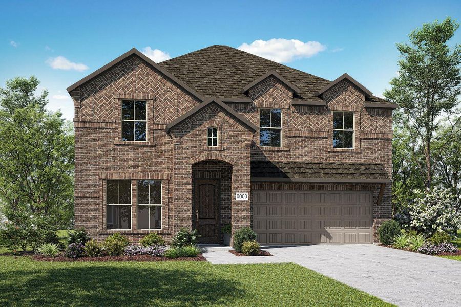 Front exterior of a home in the The Meadows DFW community, located in Krum, TX (Image 10).