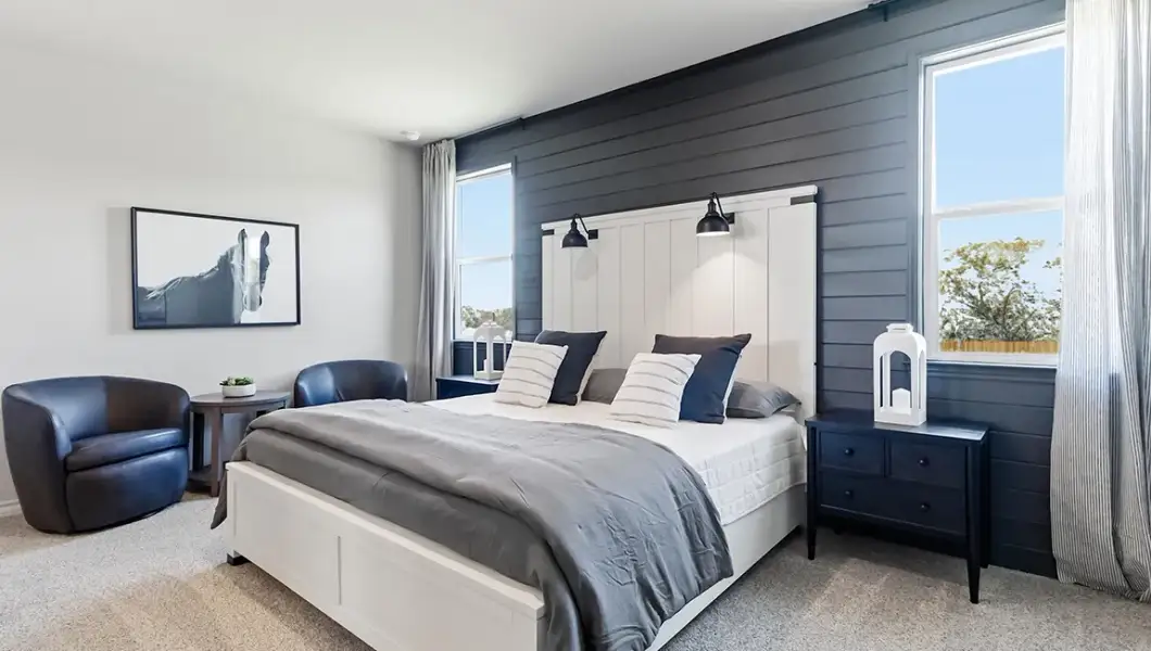 Furnished interior in a model home at The Woodlands at Medina Hills in Mico (Image 9).