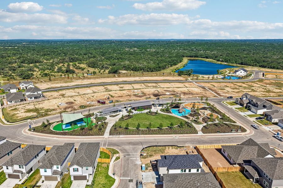 Aerial view of the Freedom at Anthem community in Kyle, TX, showing layout and nearby surroundings (Image 16).