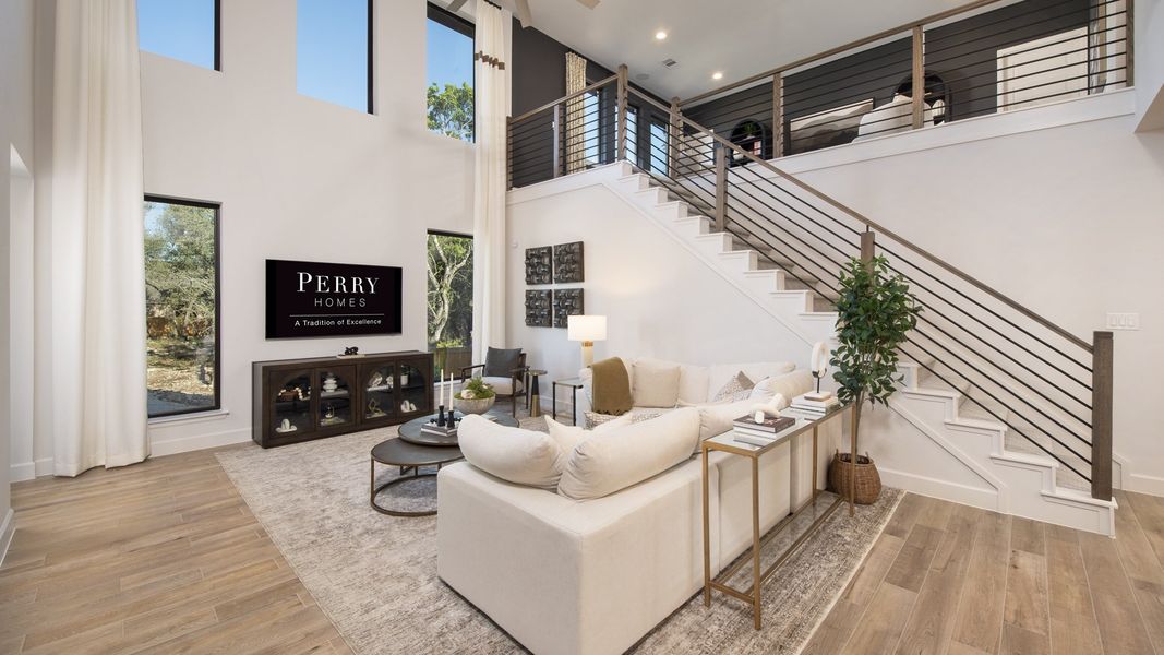 Furnished interior in a model home at 6 Creeks 45' in Kyle (Image 9). Furnished interior in a model home at 6 Creeks 45' in Kyle (Image 9).