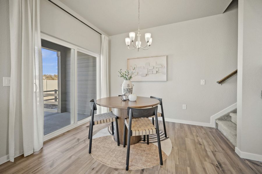Furnished interior in a model home at Aspen Meadows – Townhomes in Colorado Springs (Image 9). Furnished interior in a model home at Aspen Meadows – Townhomes in Colorado Springs (Image 9).