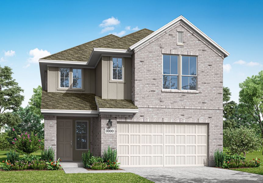 Front exterior of a home in the Terrace Collection at Lariat community, located in Liberty Hill, TX (Image 17).