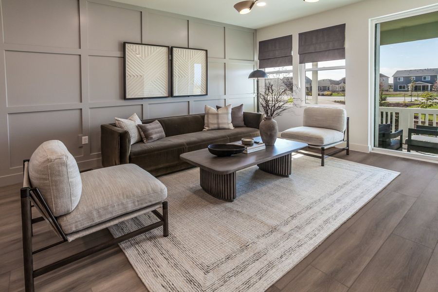 Furnished interior in a model home at Prairie Song in Windsor (Image 33).