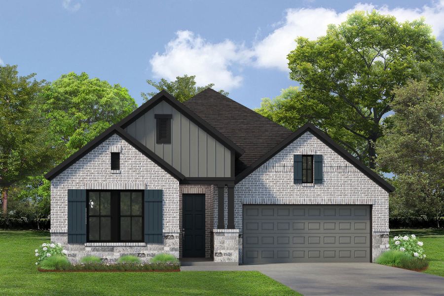 Front exterior of a home in the Crighton Cove - Retreat Collection community, located in Conroe, TX (Image 3). Front exterior of a home in the Crighton Cove - Retreat Collection community, located in Conroe, TX (Image 3).