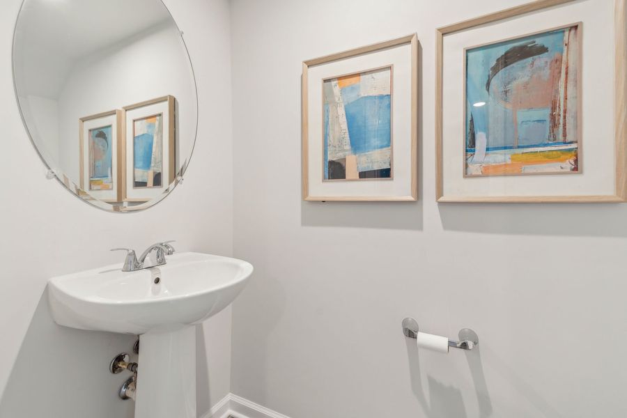 Powder room on the main level for guests