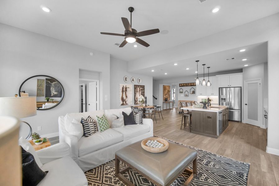 Furnished interior in a model home at The Highlands: Highland Duets in Porter (Image 5). Furnished interior in a model home at The Highlands: Highland Duets in Porter (Image 5).