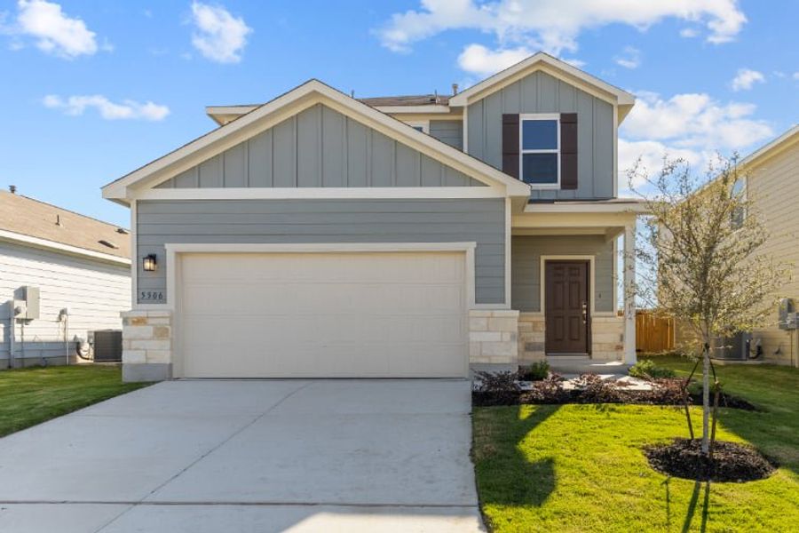 A house with a garage.