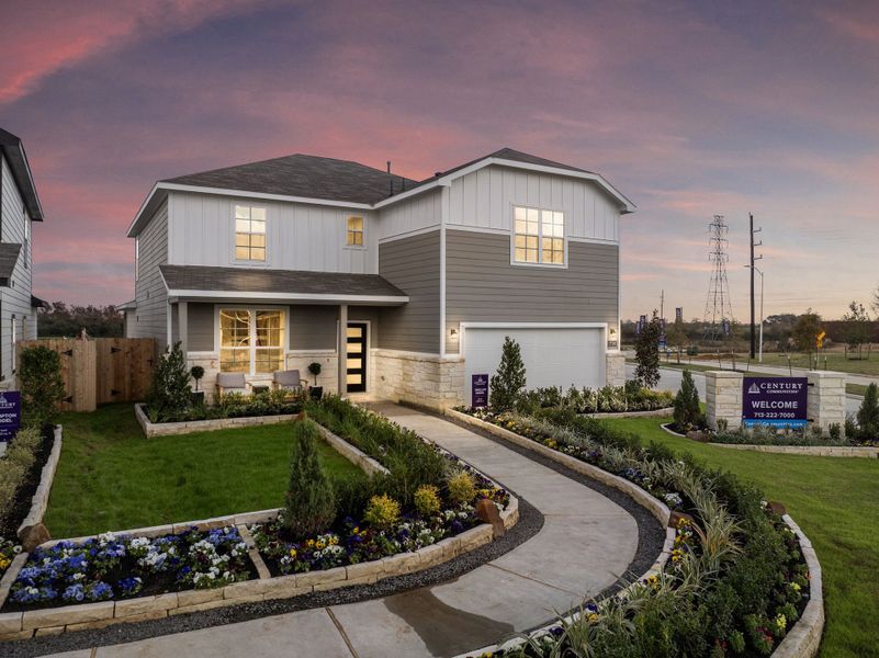 A house with a garden in front. A house with a garden in front.