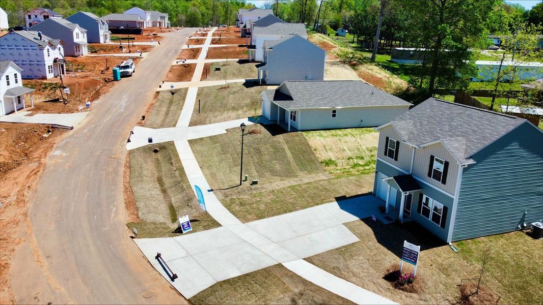 A road with houses along it.