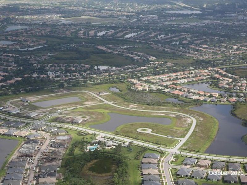 Aerial view of the Lake Park at Tradition community in Port St. Lucie, FL, showing layout and nearby surroundings (Image 25).