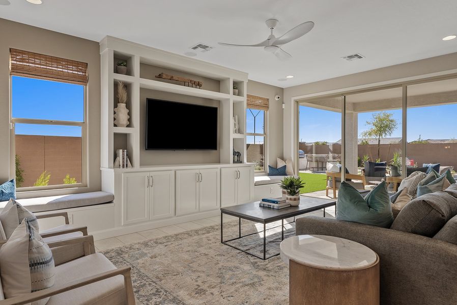 Furnished interior in a model home at Ladera Trails Encore in San Tan Valley (Image 3). Furnished interior in a model home at Ladera Trails Encore in San Tan Valley (Image 3).