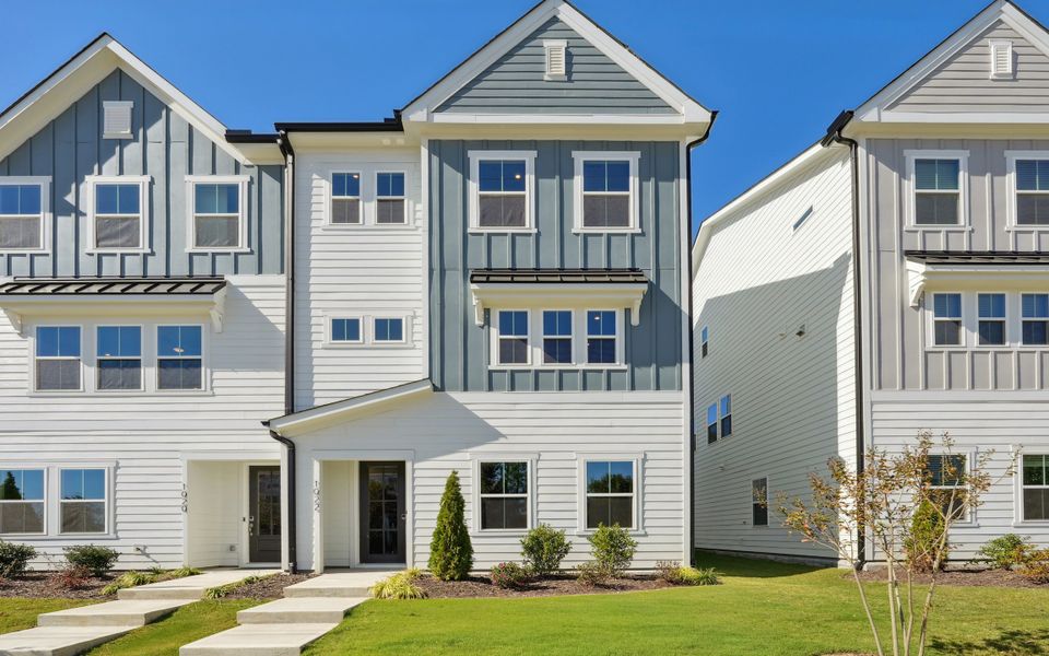 Front exterior of a home in the Twinleaf Townes community, located in Chapel Hill, NC (Image 4).