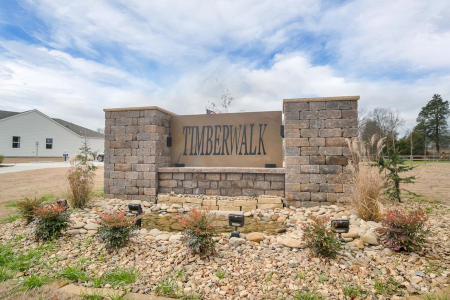 Entrance to the Timberwalk community in Cookeville, TN, featuring signage and landscaping (Image 1). Entrance to the Timberwalk community in Cookeville, TN, featuring signage and landscaping (Image 1).