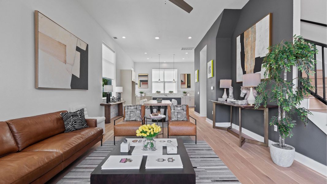 Furnished interior in a model home at MUELLER EIGHT LIVE WORK COLLECTION in Austin (Image 12). Furnished interior in a model home at MUELLER EIGHT LIVE WORK COLLECTION in Austin (Image 12).