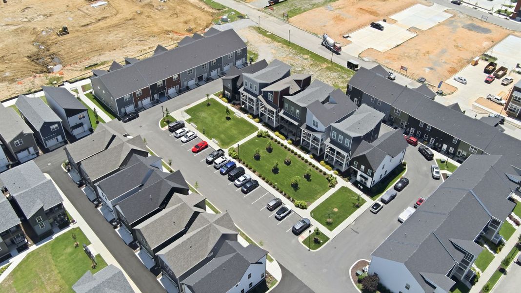 Aerial view of The Parks of Mill Town, a new home community located near downtown Chattanooga, Tennessee.