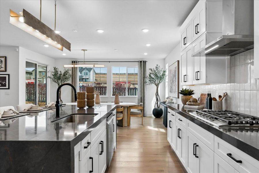 A kitchen with a large island. A kitchen with a large island.
