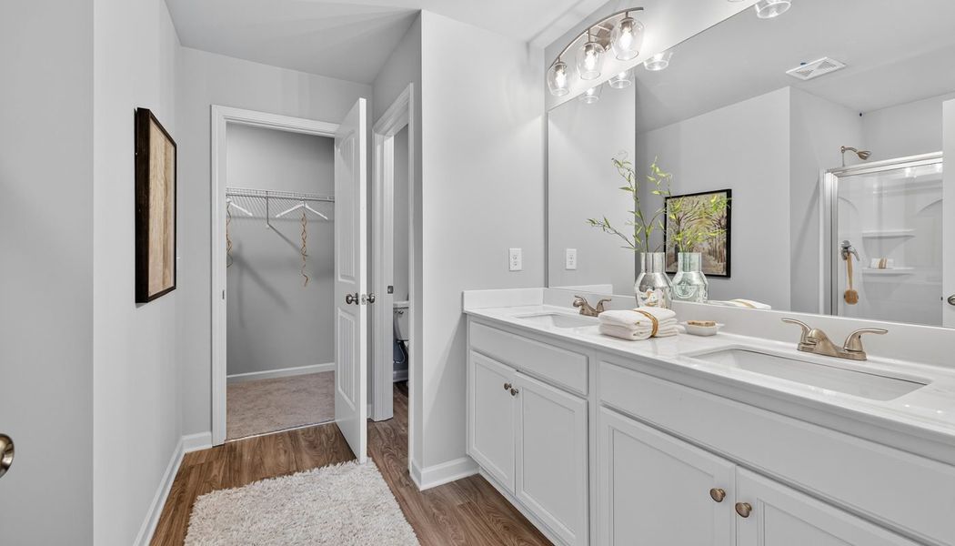 Furnished interior in a model home at The Reserve at Clocktower in Douglasville (Image 24).