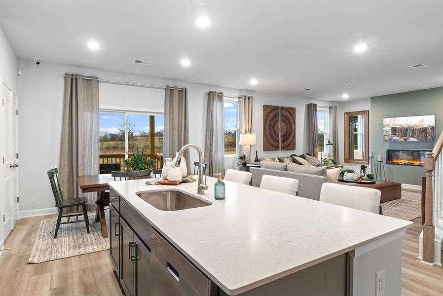 A kitchen with a large island. A kitchen with a large island.
