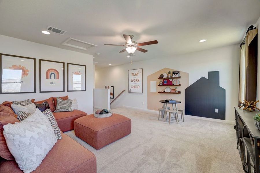 Furnished interior in a model home at Cool Water at Sonterra in Jarrell (Image 9). Furnished interior in a model home at Cool Water at Sonterra in Jarrell (Image 9).