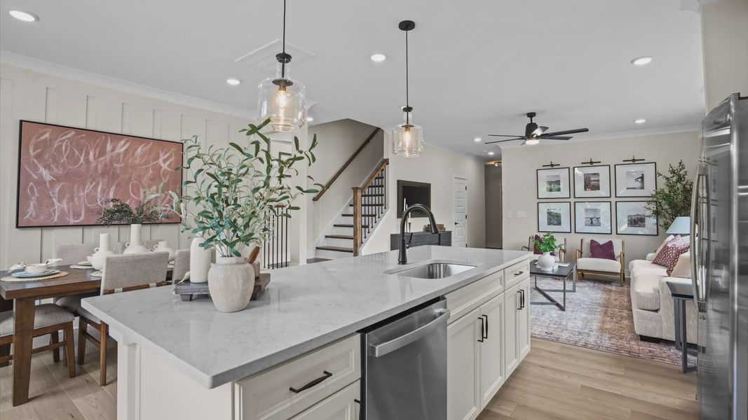 Furnished interior in a model home at North First Street Townes in Mebane (Image 12).