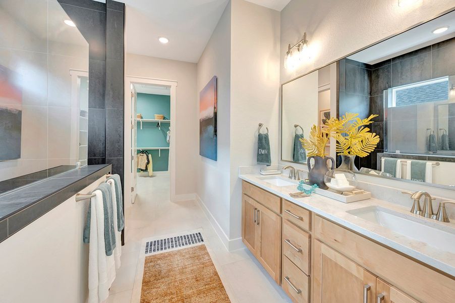 Furnished interior in a model home at Bridgeland Central: Emerald Heights - Landmark Row Collection in Cypress (Image 7).