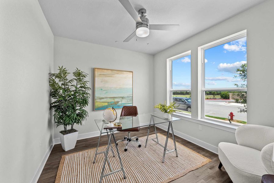 Furnished interior in a model home at Double Creek Crossing Townhomes in Round Rock (Image 16).