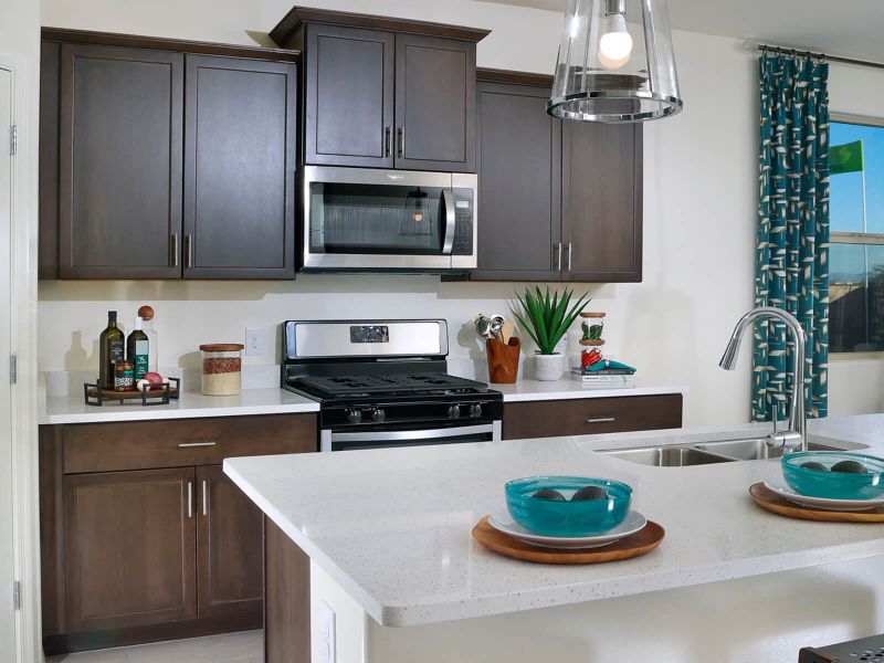 Give yourself plenty of seating with this dining area and eat-in kitchen island.