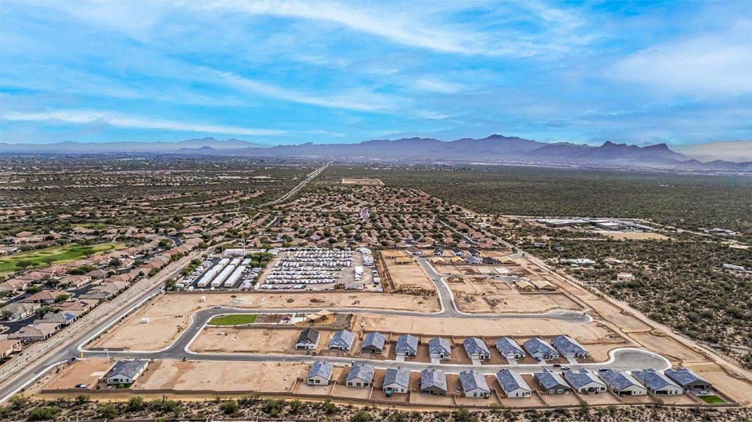 Aerial view of the Tortolita Trails community in Marana, AZ, showing layout and nearby surroundings (Image 1).