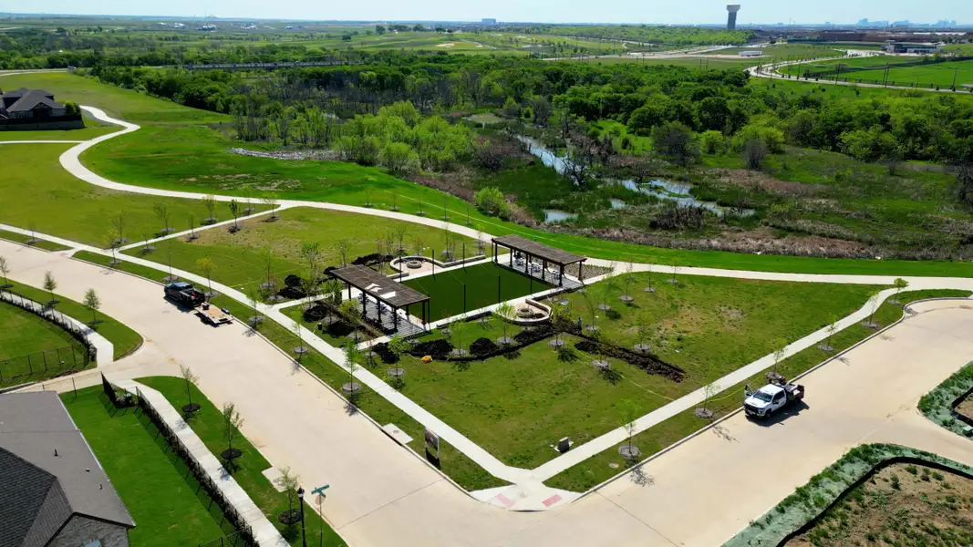 Aerial view of the Hazelwood 40' Series community in Frisco, TX, showing layout and nearby surroundings (Image 11).