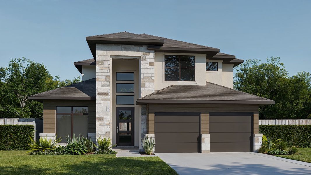 Front exterior of a home in the Briggs Ranch community, located in San Antonio, TX (Image 12).