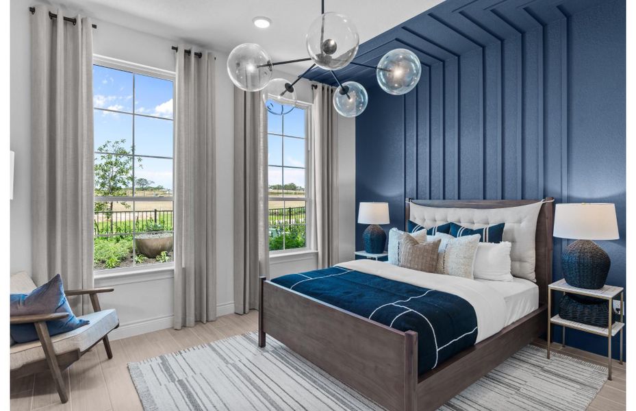 Luxurious primary suite with private ambiance, perfect for rest and relaxation. Luxurious primary suite with private ambiance, perfect for rest and relaxation.