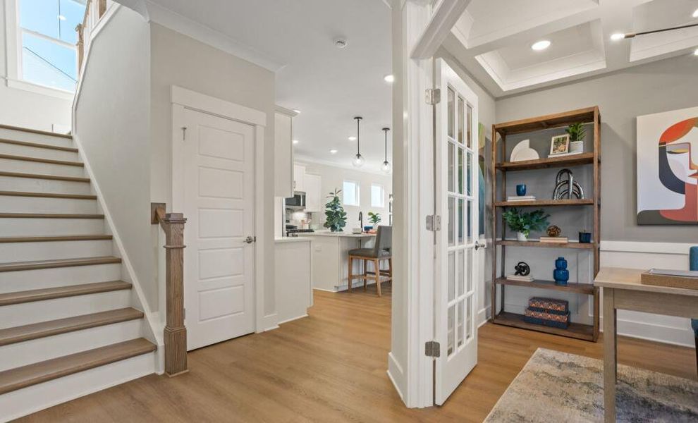 Furnished interior in a model home at Bellevue in Greenville (Image 4). Furnished interior in a model home at Bellevue in Greenville (Image 4).