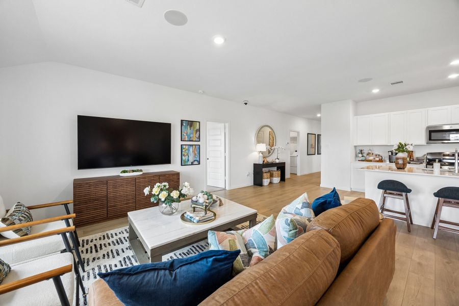 Furnished interior in a model home at Meridiana in Manvel (Image 45).