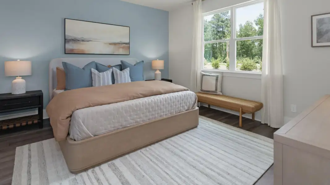 Furnished interior in a model home at The Retreat at Indigo Preserve Townhomes in Leland (Image 28).