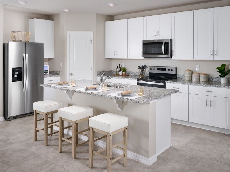 Kitchen of the Foxglove plan modeled at Lantana Grove.