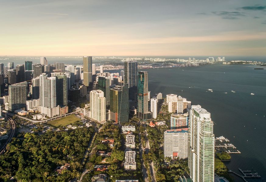Aerial view of the 75 Broadway community in Miami, FL, showing layout and nearby surroundings (Image 1).