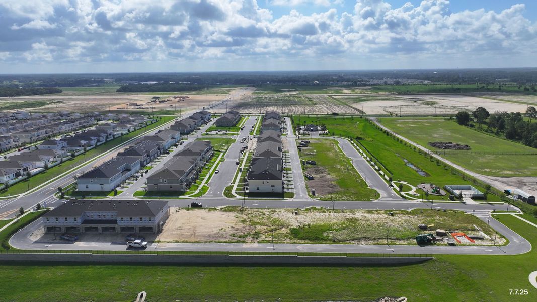 Aerial view of the Gardenia Reserve community in Apopka, FL, showing layout and nearby surroundings (Image 16). Aerial view of the Gardenia Reserve community in Apopka, FL, showing layout and nearby surroundings (Image 16).