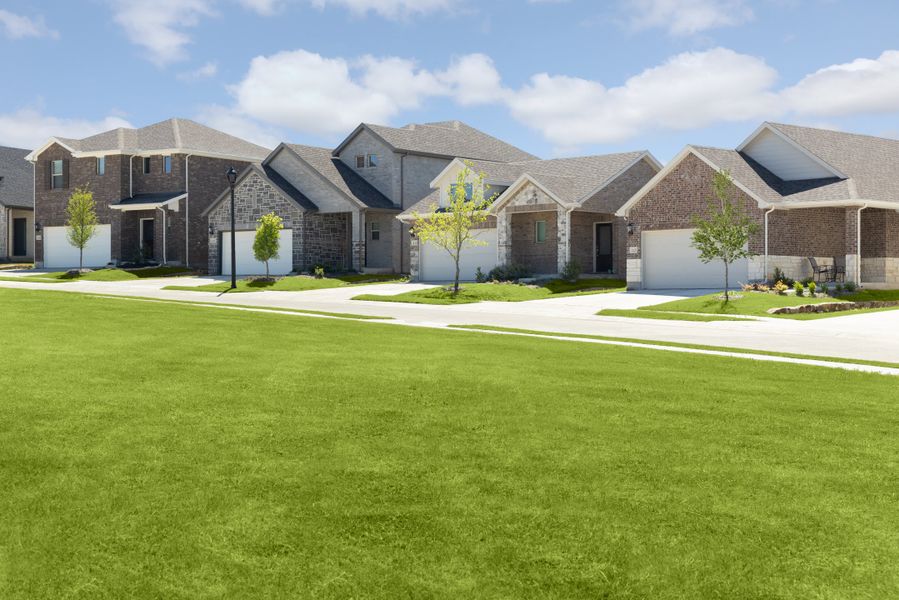 Front exterior of a home in the Lakehaven - Spring Series community, located in Farmersville, TX (Image 18). Front exterior of a home in the Lakehaven - Spring Series community, located in Farmersville, TX (Image 18).