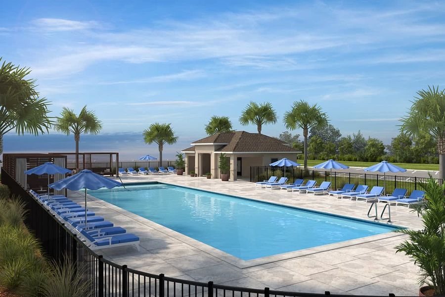 Future Pool & Cabanas will have stunning views of Lake Lucy | Cypress Bluff | New Homes in Groveland, FL | Landsea Homes