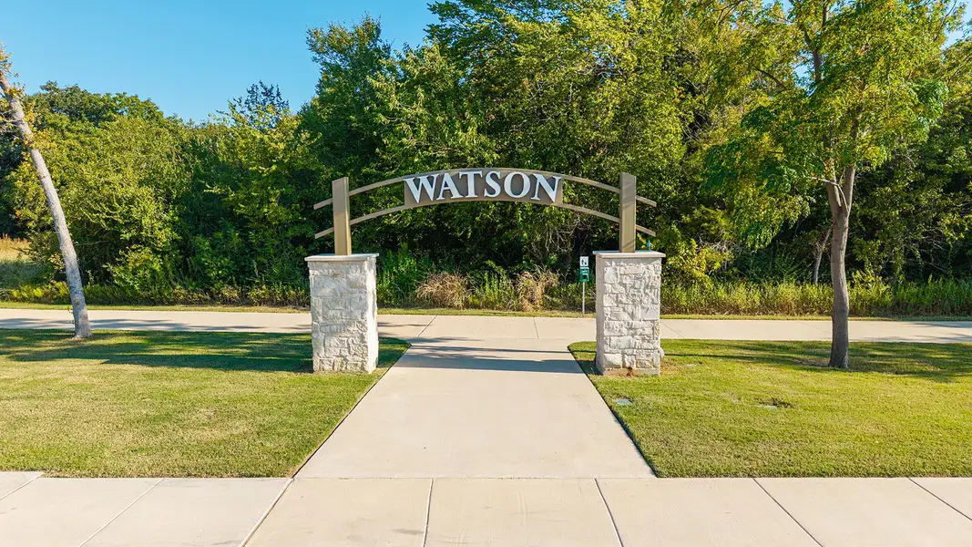 Entrance to the Watson Branch community in Mansfield, TX, featuring signage and landscaping (Image 2).
