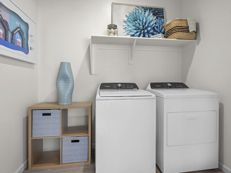 Laundry room in the Grayson floorplan at Hanson Ridge.