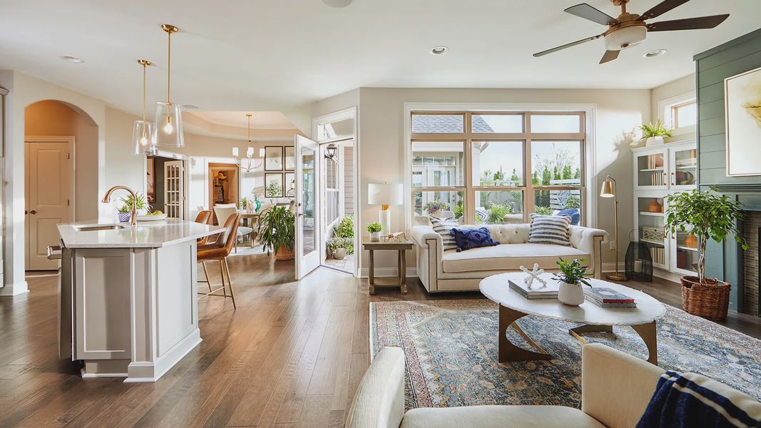 Furnished interior in a model home at The Courtyards on the Greenway in Matthews (Image 4).