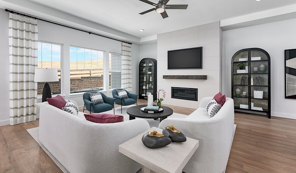 Furnished interior in a model home at Chateau at the Meadows in Castle Rock (Image 17).