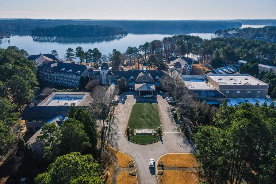 Aerial view of the Club Cottages at Harbor Club community in Greensboro, GA, showing layout and nearby surroundings (Image 8).